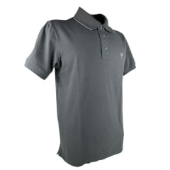 Camisa Polo Masculina Texas Farm Friso New Style Cinza Chumbo Com Logo Bordada Em Cinza Ref: CPM012