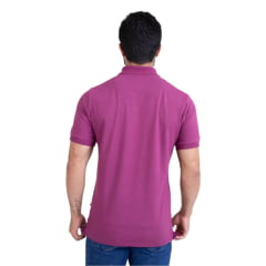 Camisa Polo Masculina Texas Farm Friso New Style Roxo Ameixa Logo Bordado Branco Ref CPM007