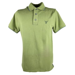 Camisa Polo Masculina Texas Farm Friso New Style Verde Oliva Com Logo Bordada Em Verde Ref: CPM012