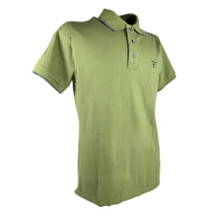 Camisa Polo Masculina Texas Farm Friso New Style Verde Oliva Com Logo Bordada Em Verde Ref: CPM012