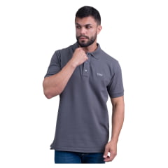 Camisa Polo Masculina Texas Farm Manga Curta Cinza Chumbo Com Logo Cinza REF: CPM005