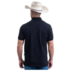 Camisa Polo Masculina Texas Farm Manga Curta Preta C/ Logo Bege REF: CPM005