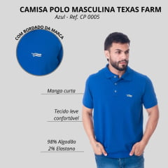 Camisa Polo Masculina Texas Farm Manga Curta Com Logo Ref:CPM0005 - Escolha a cor