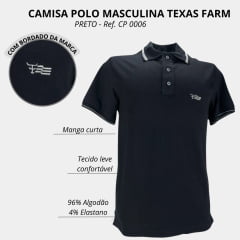 Camisa Polo Masculina Texas Farm Manga Curta Ref: CPM006 - Escolha a cor