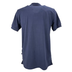 Camisa Polo Masculina Texas Farm New Style Azul Marinho Com Logo Cinza E Bandeira Bordada Na Manga Ref:CPM016
