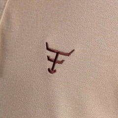 Camisa Polo Masculina Texas Farm New Style Bege Areia Logo Marrom Ref:CPM016