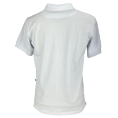 Camisa Polo Masculina Texas Farm New Style Branco Com Logo Azul Marinho E Bandeira Bordada Na Manga Ref:CPM016