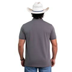 Camisa Polo Masculina Texas Farm New Style Cinza Com Logo Bordada Em Cinza Ref:CPM016