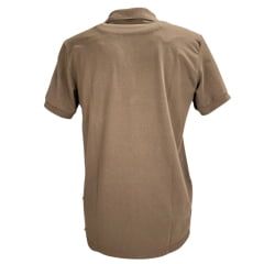 Camisa Polo Masculina Texas Farm New Style Marom Chocolate Com Logo Cru E Bandeira Bordada Na Manga Ref:CPM011