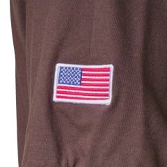 Camisa Polo Masculina Texas Farm New Style Marrom Café Logo Branco REF:CPM016