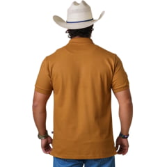 Camisa Polo Masculina Texas Farm New Style Marrom Logo Off White Bandeira USA Na Manga REF:CPM016