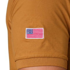 Camisa Polo Masculina Texas Farm New Style Marrom Logo Off White Bandeira USA Na Manga REF:CPM016