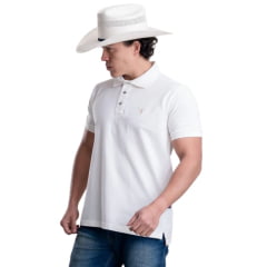 Camisa Polo Masculina Texas Farm New Style Off White Logo Bege Ref:CPM016