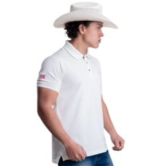Camisa Polo Masculina Texas Farm New Style Off White Logo Bege Ref:CPM016