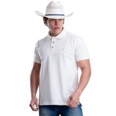 Camisa Polo Masculina Texas Farm New Style Off White Logo Bege Ref:CPM016