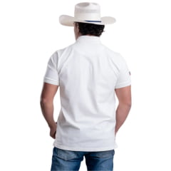 Camisa Polo Masculina Texas Farm New Style Off White Logo Bege Ref:CPM016