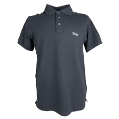 Camisa Polo Masculina Texas Farm New Style Preto Com Logo Branco E Bandeira Na Manga Ref:CPM011