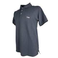 Camisa Polo Masculina Texas Farm New Style Preto Com Logo Branco E Bandeira Na Manga Ref:CPM011