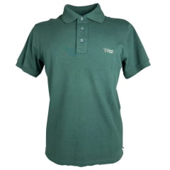 Camisa Polo Masculina Texas Farm New Style Verde Esmeralda Com Logo Cru E Bandeira Na Manga Ref:CPM011