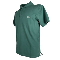Camisa Polo Masculina Texas Farm New Style Verde Esmeralda Com Logo Cru E Bandeira Na Manga Ref:CPM011