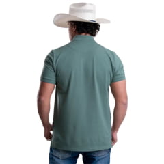 Camisa Polo Masculina Texas Farm New Style Verde Eucalipto Logo Off White Ref:CPM016
