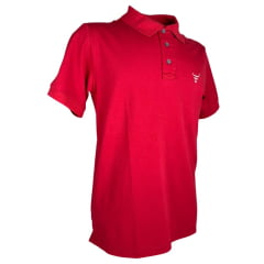 Camisa Polo Masculina Texas Farm New Style Vermelho Com Logo Branco E Bandeira Bordada Na Manga Ref:CPM016