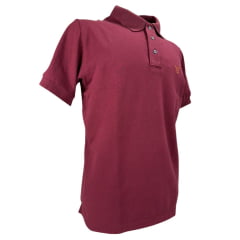 Camisa Polo Masculina Texas Farm New Style Vermelho Vinho Com Logo Dourado E Bandeira Bordada Na Manga Ref:CPM016