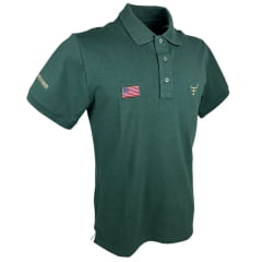 Camisa Polo Masculina Texas Farm Verde Esmeralda Com Logo Bordada Em Bege New Style Ref.CPM009