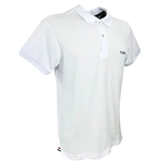 Camisa Polo Masculina TXC Branca Manga Curta Classic Com Logo Bordado Em Azul - REF: 6747