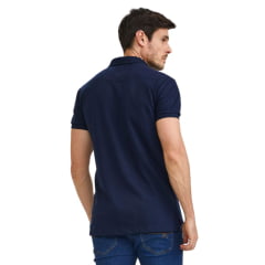 Camisa Polo Masculina TXC Classic Manga Curta Regular Piquet Azul Marinho Com Logo Aplicado Ref:6873