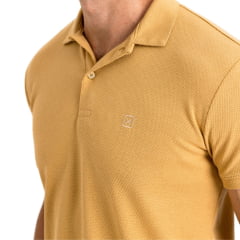 Camisa Polo Masculina TXC Malha Regular Bege Caramelo Com Logo Bordado Pequeno REF: 6952