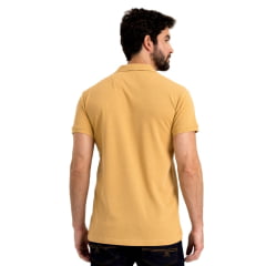 Camisa Polo Masculina TXC Malha Regular Bege Caramelo Com Logo Bordado Pequeno REF: 6952