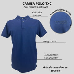 Camisa Polo Masculina TXC Manga Curta Regular Piquet Azul Marinho Ref:6920