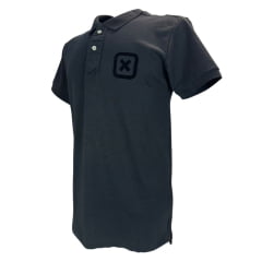 Camisa Polo Masculina TXC Manga Curta Regular Piquet Extra Type Preto Com Logo Preto Bordado Veludo Ref:6894