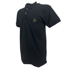Camisa Polo Masculina TXC Manga Curta Regular Piquet Preto Logo Bege Ref:6930-0002