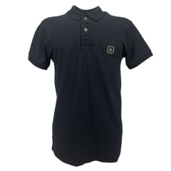 Camisa Polo Masculina TXC Manga Curta Regular Piquet Preto Logo Bege Ref:6930-0002