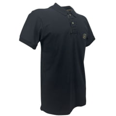 Camisa Polo Masculina TXC Manga Curta Regular Piquet Preto Logo Bege Ref:6930-0002