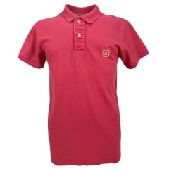 Camisa Polo Masculina TXC Manga Curta Regular Piquet Vermelho Goiaba Logo Bege Ref:6930-0003