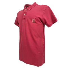Camisa Polo Masculina TXC Manga Curta Regular Piquet Vermelho Goiaba Logo Bege Ref:6930-0003