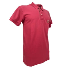 Camisa Polo Masculina TXC Manga Curta Regular Piquet Vermelho Goiaba Logo Bege Ref:6930-0003