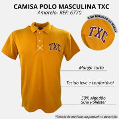 Camisa Polo Masculina TXC Mostarda Custom Regular Com Logo Em Azul REF: 6770