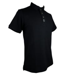 Camisa Pólo Masculina TXC Regular Custom Preto Com Bordado Logo Branco REF: 6804