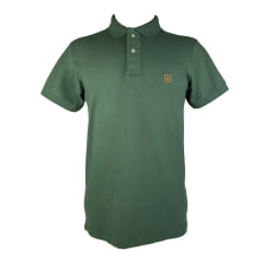 Camisa Pólo Masculina TXC Regular Custom Verde Militar Com Bordado Laranja REF: 6805