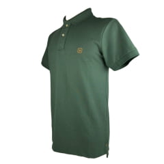 Camisa Pólo Masculina TXC Regular Custom Verde Militar Com Bordado Laranja REF: 6805