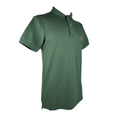 Camisa Pólo Masculina TXC Regular Custom Verde Militar Com Bordado Laranja REF: 6805