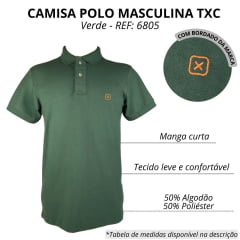 Camisa Pólo Masculina TXC Regular Custom Verde Militar Com Bordado Laranja REF: 6805