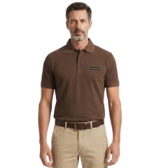 Camisa Polo Masculina TXC RAM Regular Manga Curta Marrom Logo Aplicado - Ref:RAM6337