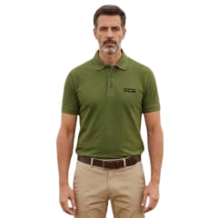 Camisa Polo Masculina TXC RAM Regular Manga Curta Verde Militar Logo Aplicado - Ref:RAM6337