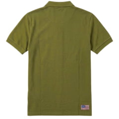 Camisa Polo Masculina TXC Regular Piquet Verde Militar Logo Bordado Marrom Ref:69137