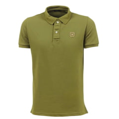 Camisa Polo Masculina TXC Regular Piquet Verde Militar Logo Bordado Marrom Ref:69137